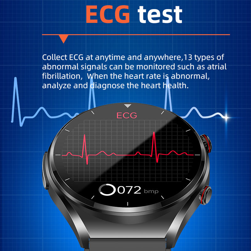 Health Smartwatch with Blood Glucose Monitor ECG Heart Rate Tracker Blood Pressure Sensor for Fitness Wellness Daily Use Men Women