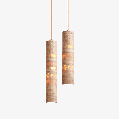Stone Drop Fixture E27 Cord-Adjust Beige 2.4 in Diameter Kitchen Island Bar Counter Dining Room Travertine Finish 10-14 in Natural Cylinder
