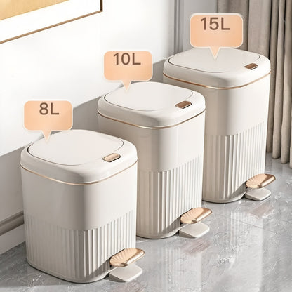 Step-Open Trash Can with Textured Exterior for Kitchen, Bathroom & Office Use