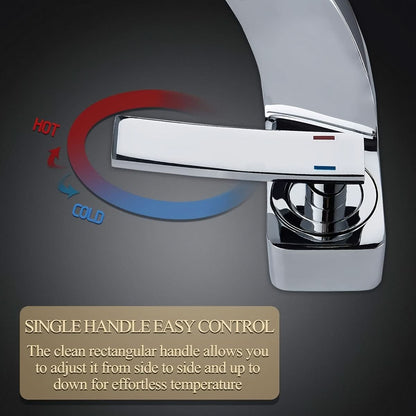 Single-Hole Waterfall Sink Faucet – 304 Stainless Steel Basin Mixer Tap for Modern Bathroom Vanities & Vessel Sinks