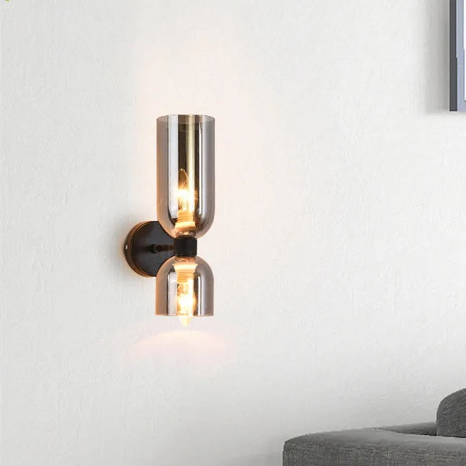 Dual-Shade Glass Sconce 16.5 inches White Iron Wall Light for Bedrooms Hallways Living Rooms Modern Accent Lighting E12 Base Ambient Fixture