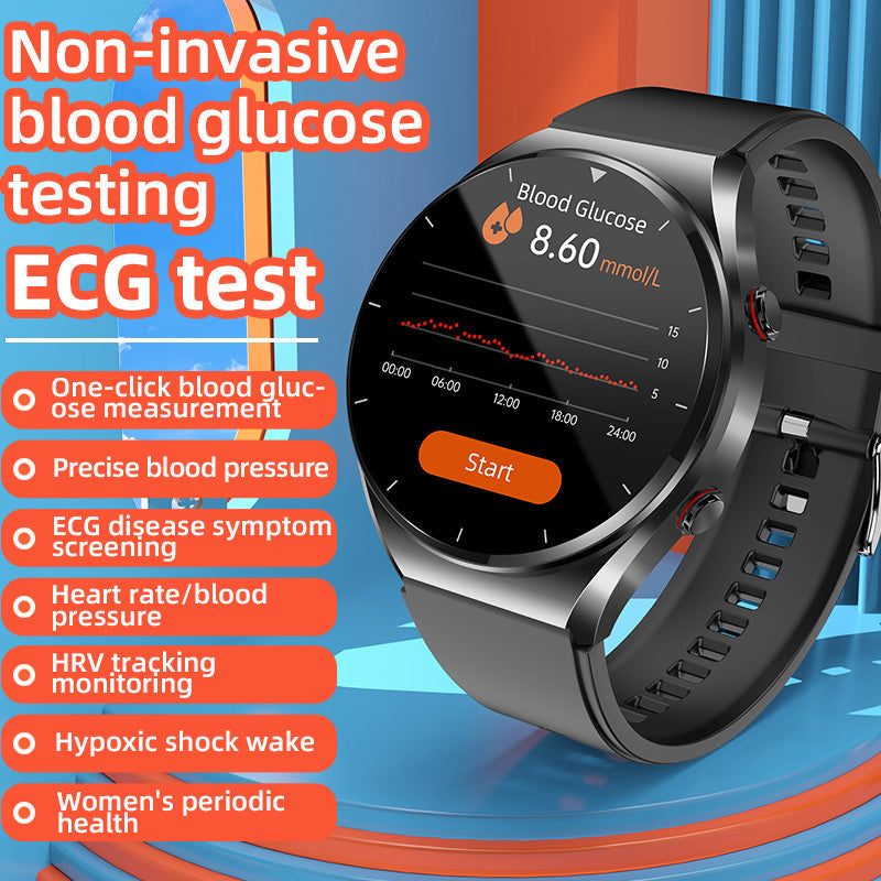 Health Monitoring Smartwatch with Glucose Tracker, Heart Rate, ECG, Blood Pressure & HRV Sensor for Daily Wellness & Fitness