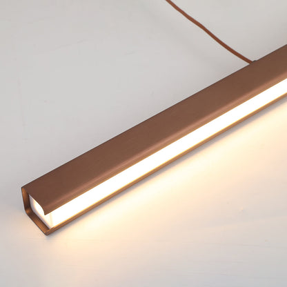 Linear LED Ceiling Light 59 in Metal Acrylic Fixture for Kitchen Island & Dining Room Adjustable Hanging Lamp Modern Black Brown