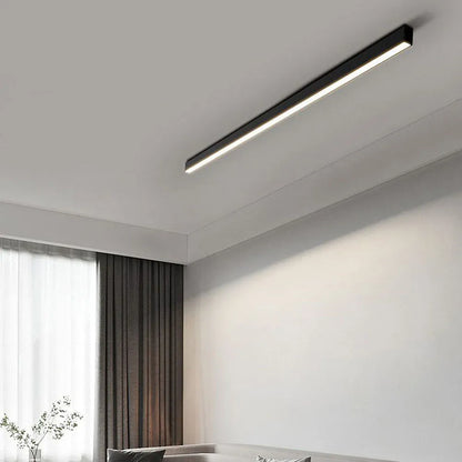 Linear LED Flush Mount Ceiling Light 47-inch Black Fixture for Bedroom Living Room Hallway Contemporary Minimalist Home Lighting