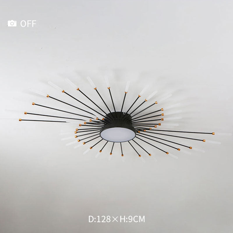 Starburst Dimmable LED Ceiling Light Flush Mount Black Gold Metal Acrylic Indoor Modern Fixture for Bedroom Living Room Dining Room
