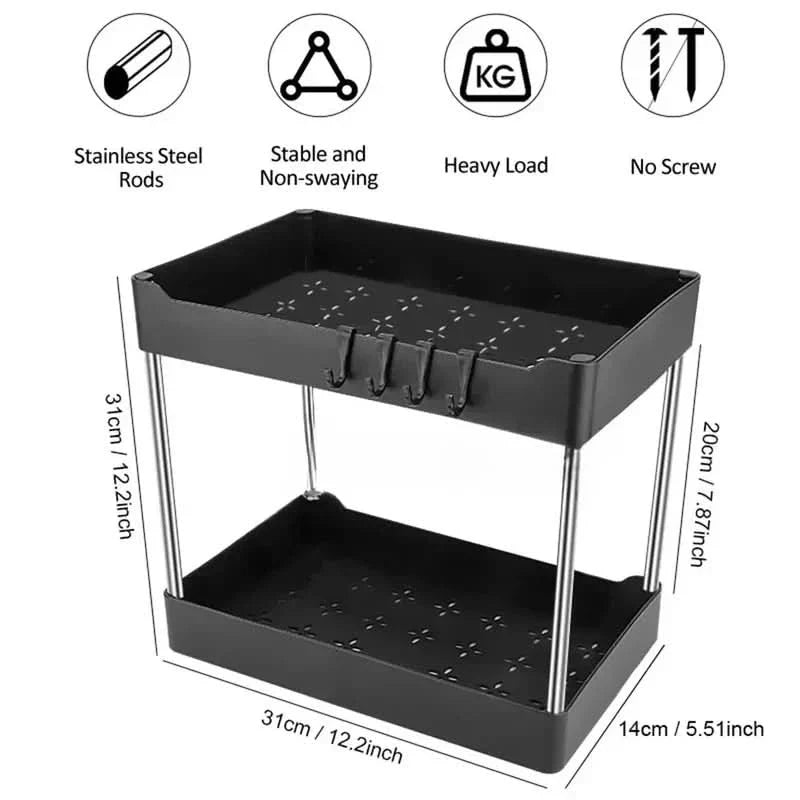 SLIDENEST – 2 Tier Under Sink Storage Organizer