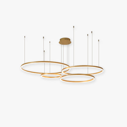 Multi-Ring LED Ceiling Light Fixture Adjustable Height Metal & Acrylic for Dining Rooms Living Spaces Bedrooms Contemporary Overhead Hanging