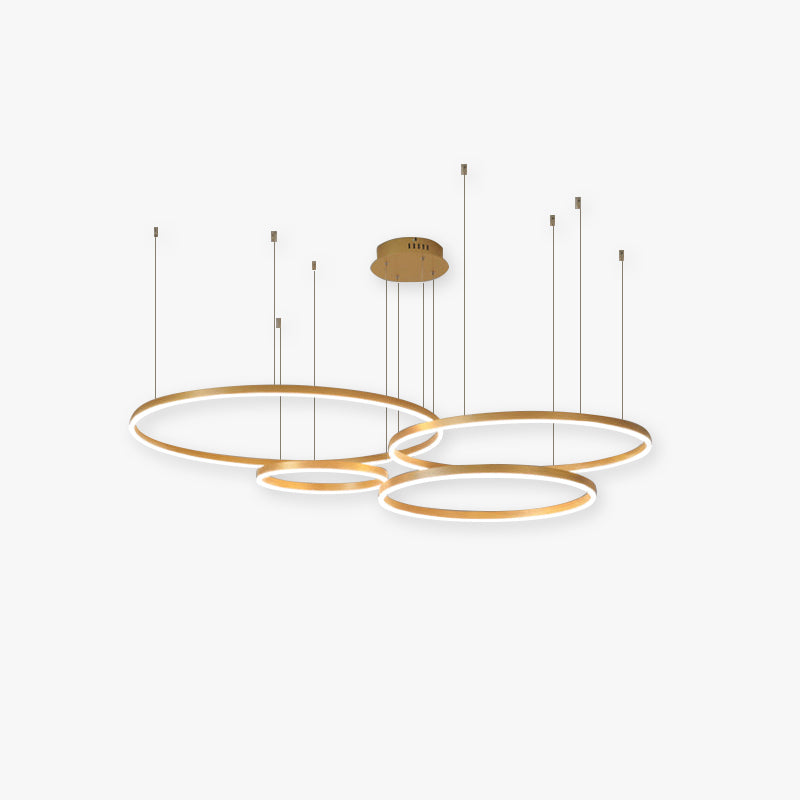 Multi-Ring LED Ceiling Light Fixture Adjustable Height Metal & Acrylic for Dining Room Bedroom Kitchen Modern Hanging Lamp Indoor Lighting D