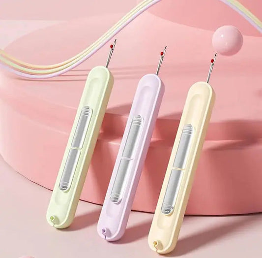 2-in-1 Sewing Helper with Threading Guide and Stitch Remover 4.1 inches Portable Craft Tool for Quilting Embroidery Alterations Mending Gree