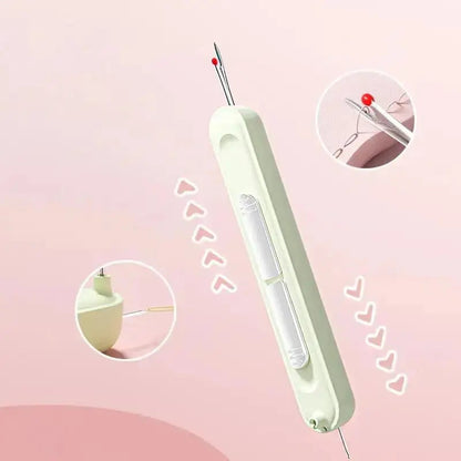2-in-1 Sewing Helper with Threading Guide and Stitch Remover 4.1 inches Portable Craft Tool for Quilting Embroidery Alterations Mending Gree