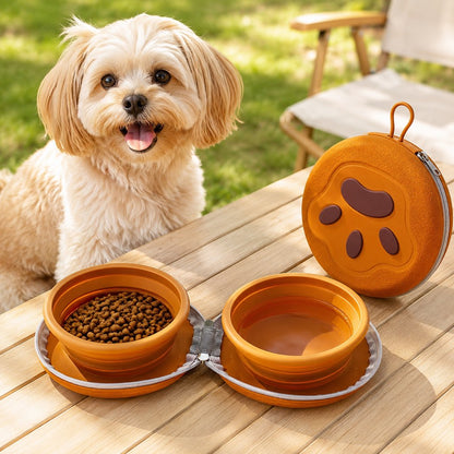 Ortekor 2-in-1 Collapsible Pet Travel Bowl for Walks, Parks & Road Trips - Feed and Hydrate Small Dogs or Cats Anywhere