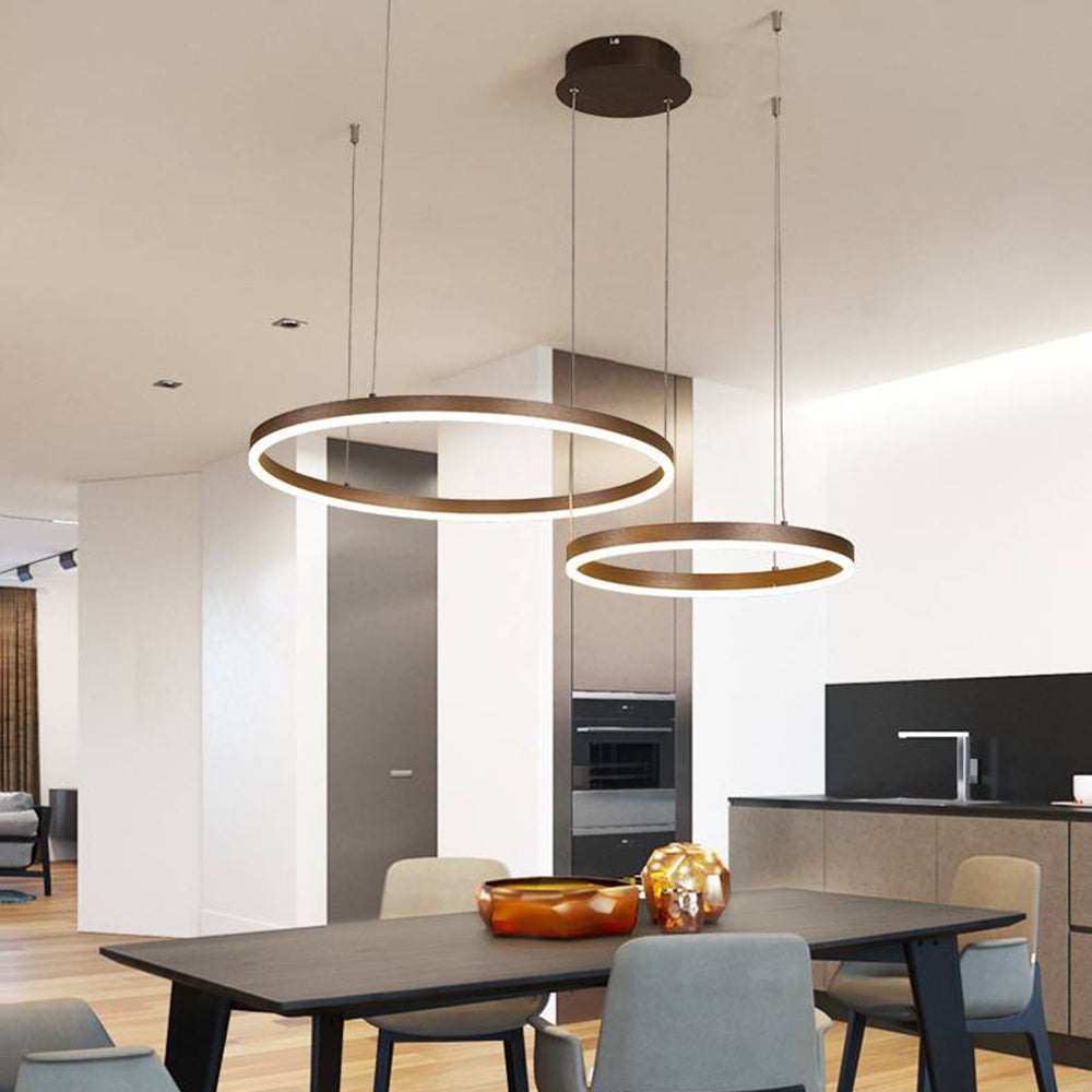 Multi-Ring LED Chandelier 16–31 in Adjustable Height Metal Acrylic Fixture Dimmable Ceiling Light for Dining Living Rooms Modern Suspended H