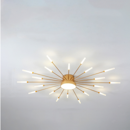 Linear Starburst Flush Mount Ceiling Light with LED Arrays for Living Room and Bedroom in Black or Gold Finish
