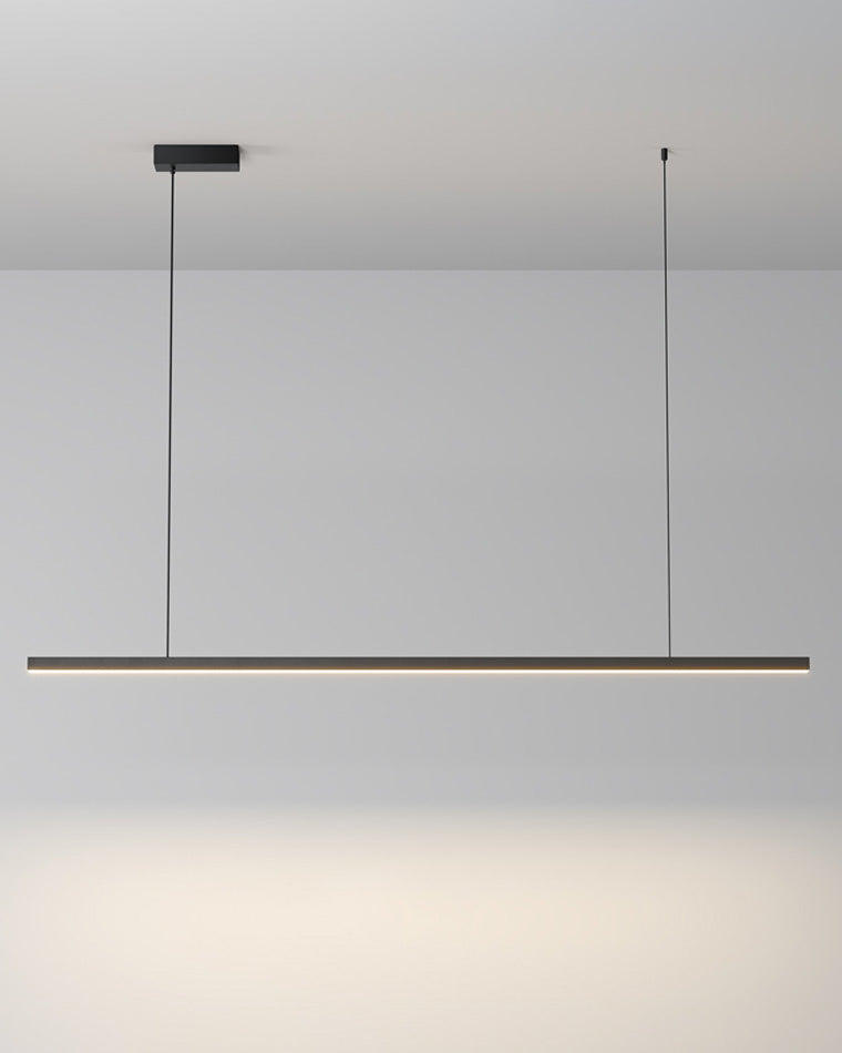 Suspended LED Strip Fixture for Countertop Islands – Dimmable Metal Bar Light with Remote in Matte or Gloss White – 39 to 102 in Adjustable