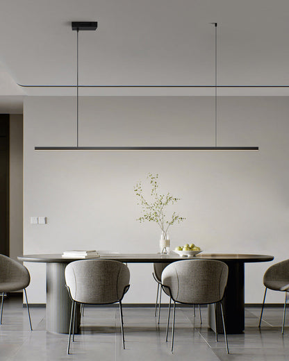 Suspended LED Strip Fixture for Countertop Islands – Dimmable Metal Bar Light with Remote in Matte or Gloss White – 39 to 102 in Adjustable
