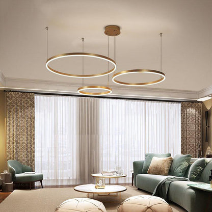 Tiered Ring Pendant Light Modern Metal Circular Chandelier for Dining Room Living Room Bedroom Kitchen Island Adjustable Height LED