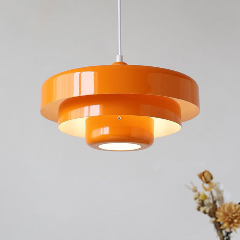 Hanging Ceiling Fixture 1-Socket Metal Shade Round Tiered Design Hardwired for Dining Room Kitchen Island Bar