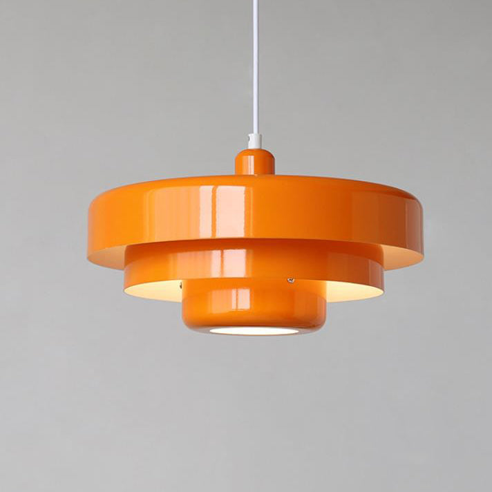 Hanging Ceiling Fixture 1-Socket Metal Shade Round Tiered Design Hardwired for Dining Room Kitchen Island Bar