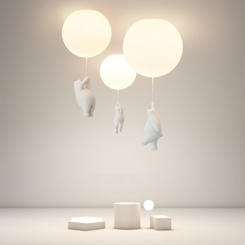Kids LED Flush Mount Light with Bear & Balloon Design for Nursery Bedroom Playroom 5W White Acrylic Metal Fixture Low Ceiling Small Room Dec