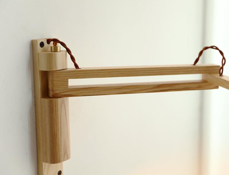 Adjustable Wood & Glass Wall Sconce with Swing Arm for Bedrooms, Hallways & Living Spaces