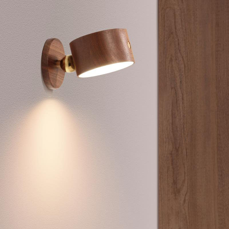 Rechargeable Wood Accent Sconce USB Powered 4W LED for Bedroom Nightstand Reading Corner Minimalist Lighting Wireless Cordless Modern