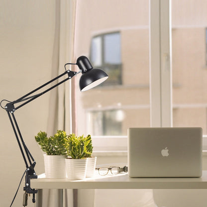 Sleek Metal Desk Lamp with E26 Socket for Bedroom, Office & Study – Adjustable Reading Light for Modern Interiors