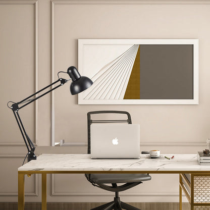 Clamp-On Task Light with Pivoting Arm for Home Office, Bedroom & Study Desk – E26 Socket, Industrial Metal Build, Space-Saving Mount for Rea