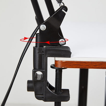 Clamp-On Task Light with Pivoting Arm for Home Office, Bedroom & Study Desk – E26 Socket, Industrial Metal Build, Space-Saving Mount for Rea