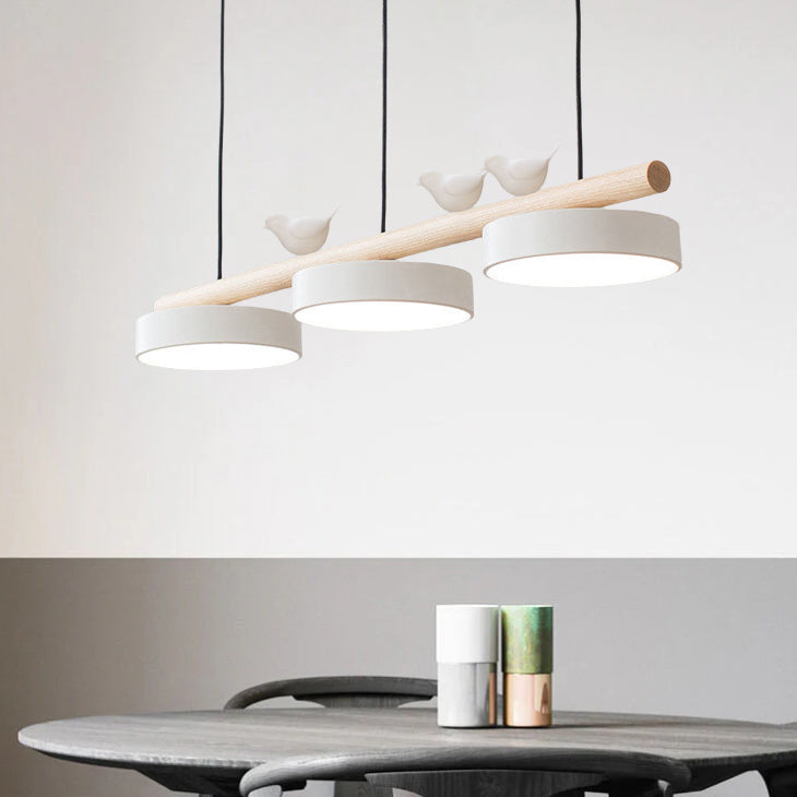 Linear LED Ceiling Light Fixture 36W 31.5 Inch Wood Iron Resin 3-Temperature Adjustable Flush Mount for Bedroom Living Room Hallway Kitchen