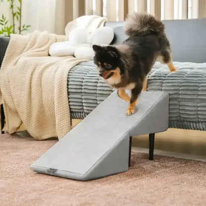 Pet Stairs with Anti-Slip Tread – Foldable 2-in-1 Ramp for Small Dogs, Seniors & Short Breeds – Velvet-Covered Step Platform for Couch & Bed