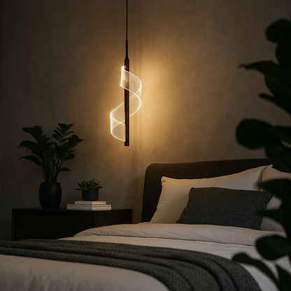 Sculptural LED Sconce Light Black Metal Acrylic Spiral Design for Bedroom Hallway Reading Nook Modern Ambient Fixture 12 in Wall Mount