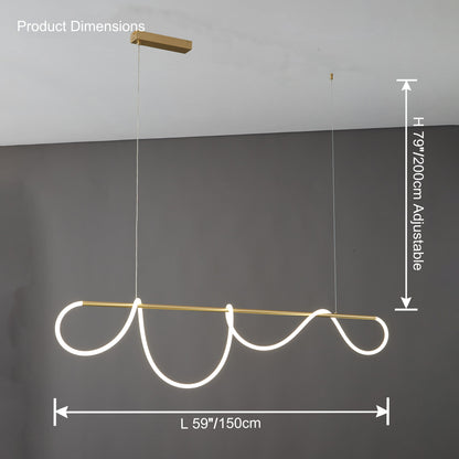 Adjustable Pendant Light Fixture with Remote Dimming 43 in Silicone LED for Kitchen Island Dining Table Modern Hanging Ceiling Lamp Gold Bla