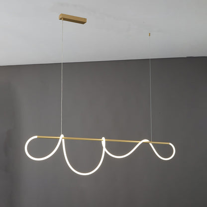 Adjustable Pendant Light Fixture with Remote Dimming 43 in Silicone LED for Kitchen Island Dining Table Modern Hanging Ceiling Lamp Gold Bla