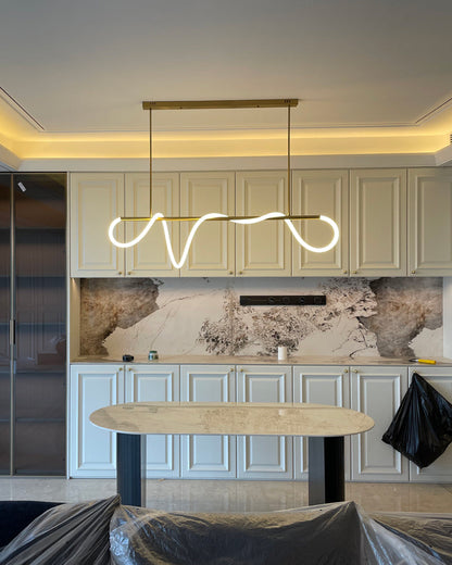 Adjustable Pendant Light Fixture with Remote Dimming 43 in Silicone LED for Kitchen Island Dining Table Modern Hanging Ceiling Lamp Gold Bla