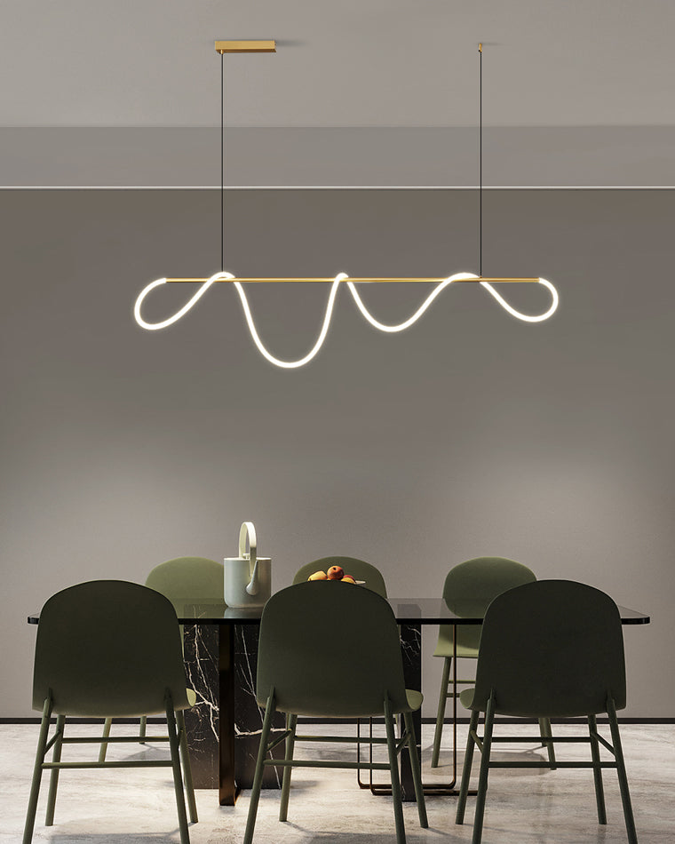 Adjustable Pendant Light Fixture with Remote Dimming 43 in Silicone LED for Kitchen Island Dining Table Modern Hanging Ceiling Lamp Gold Bla