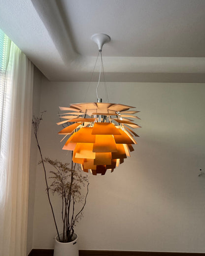 Sculptural Metal Shade Hanging Fixture 20 in Adjustable Height Overhead Lighting for Dining Room Kitchen Island Entryway Warm Glow Installat