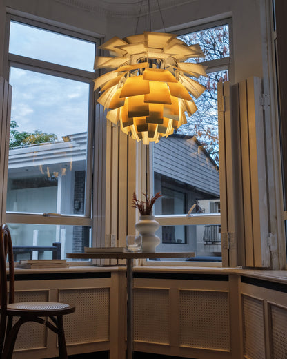 Sculptural Metal Shade Hanging Fixture 20 in Adjustable Height Overhead Lighting for Dining Room Kitchen Island Entryway Warm Glow Installat