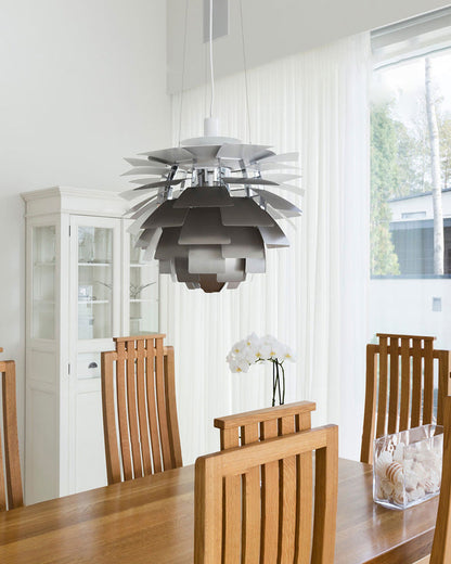 Layered Metal Fixture 19 in Wide Warm White E27 Socket Adjustable Height Kitchen Island Dining Room Cord Suspended Overhead Lighting Texture