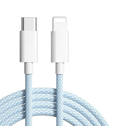 Fast Charging Cable USB-C to Lightning Compatible with iPhone 8-17 Pro Max | Braided Nylon Power Cord | 20W PD Data Sync | Blue Gray Pink