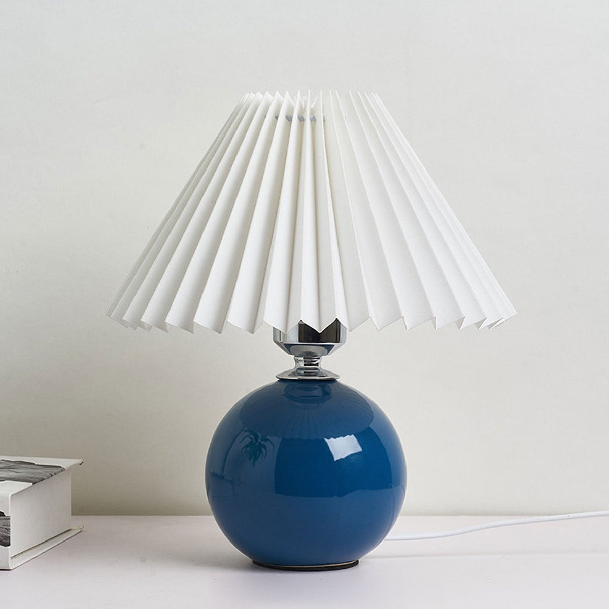 Ceramic Accent Lamp with Fabric Shade 11x9.5 in E26 Socket for Nightstand Desk Study Room Reading Light Modern Home Decor