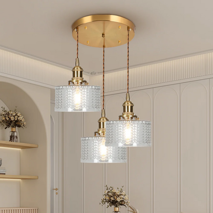 Adjustable Drop Ceiling Light with Textured Glass Shade E27 Socket for Kitchen Island Dining Room Counter Breakfast Bar Scandinavian Modern