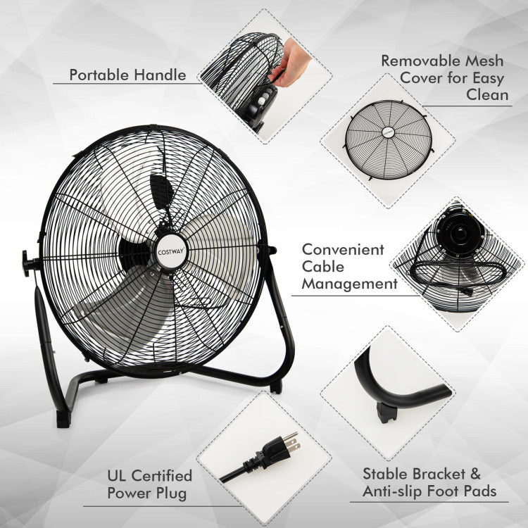 20-Inch Metal Air Circulator Fan with 3-Speed Control for Workshops, Gyms & Garages | 3133 CFM High Output for Large Rooms
