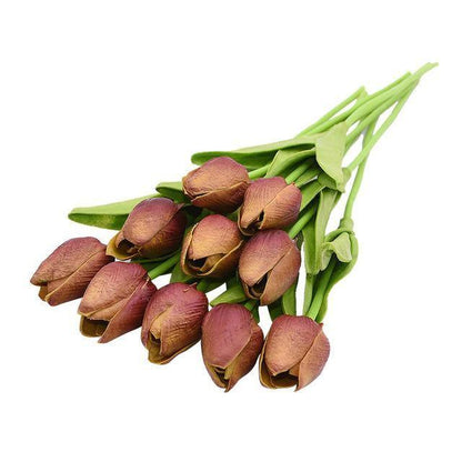 10-Piece Fake Tulips Silk Flowers