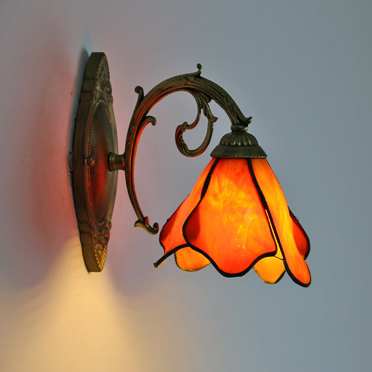 Glass Shade Wall Sconce in Blue Red Pink Bronze Clear 10×8 Inches for Bedroom Bedside Living Room Study Hardwired E26 Socket Metal Resin