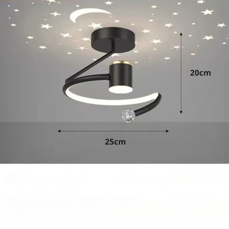 Dimmable LED Flush Mount Ceiling Light with Starry Sky Projection for Bedrooms & Hallways | Aluminum Round Fixture | 10 in Diameter