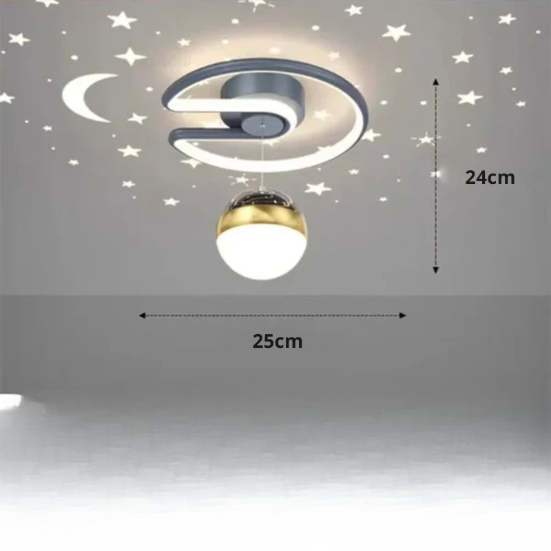 Dimmable LED Flush Mount Ceiling Light with Starry Sky Projection for Bedrooms & Hallways | Aluminum Round Fixture | 10 in Diameter