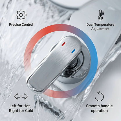 Curved Waterfall Bathroom Sink Faucet with Mirror Finish – Single Handle Hot & Cold Mixer Tap for Modern Vanity & Basin – Polished