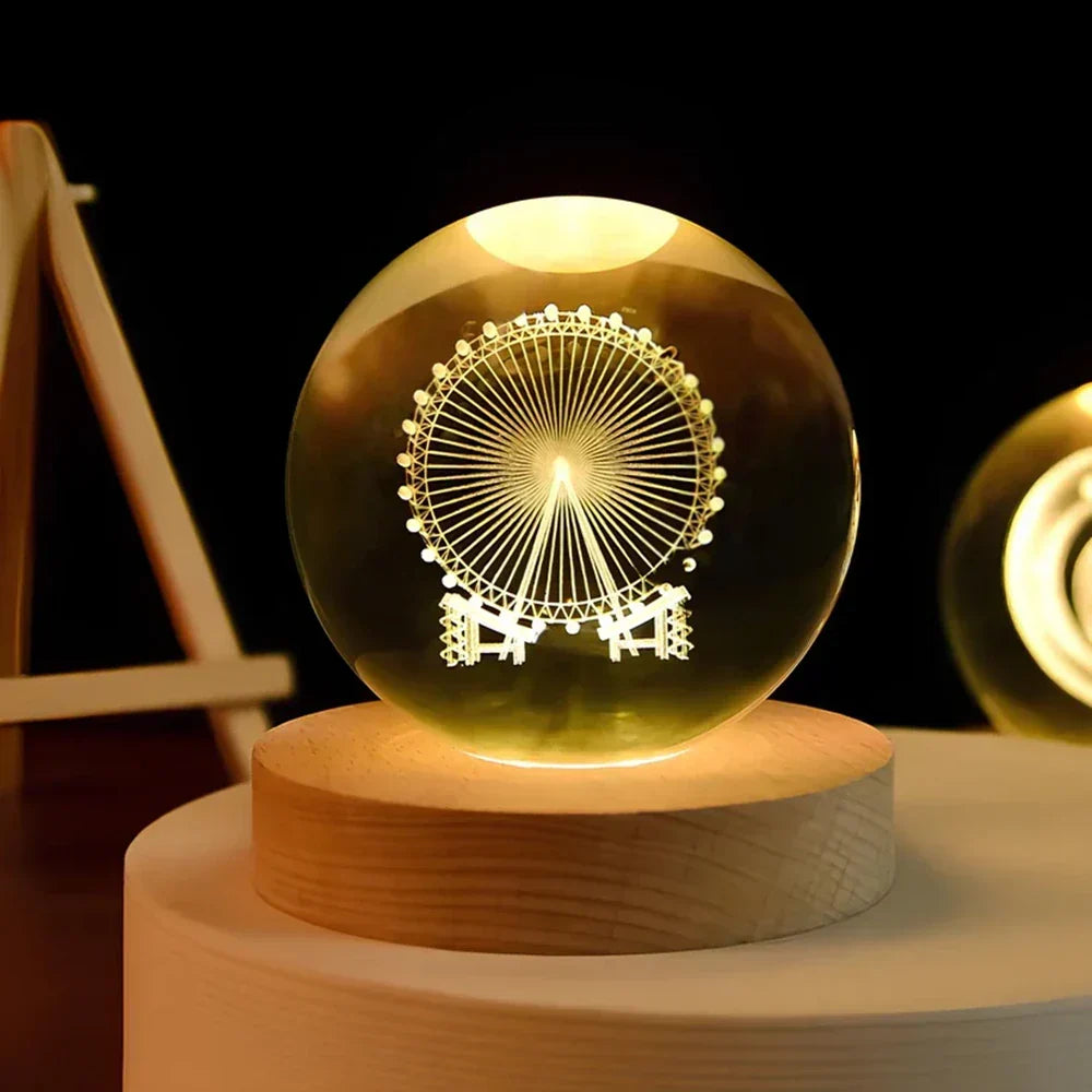 Cosmic Crystal Ball Night Light with LED Color Display | 25 Space Designs | USB Powered Galaxy Sphere Lamp for Bedroom, Living Room & Gift