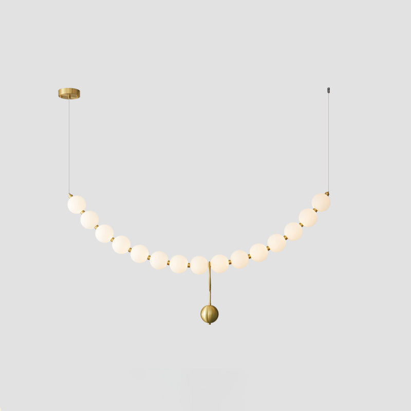 Cascading Glass Globe Pendant Light Fixture Gold White Contemporary Overhead Illumination for Breakfast Bar Eating Area Lounge 39 inch