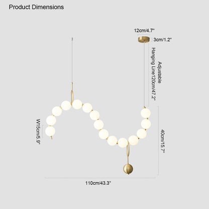 Cascading Glass Globe Pendant Light Fixture Gold White Contemporary Overhead Illumination for Breakfast Bar Eating Area Lounge 39 inch